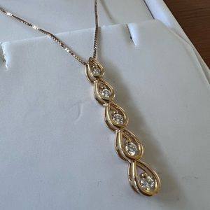 Gold and stone droplet necklace